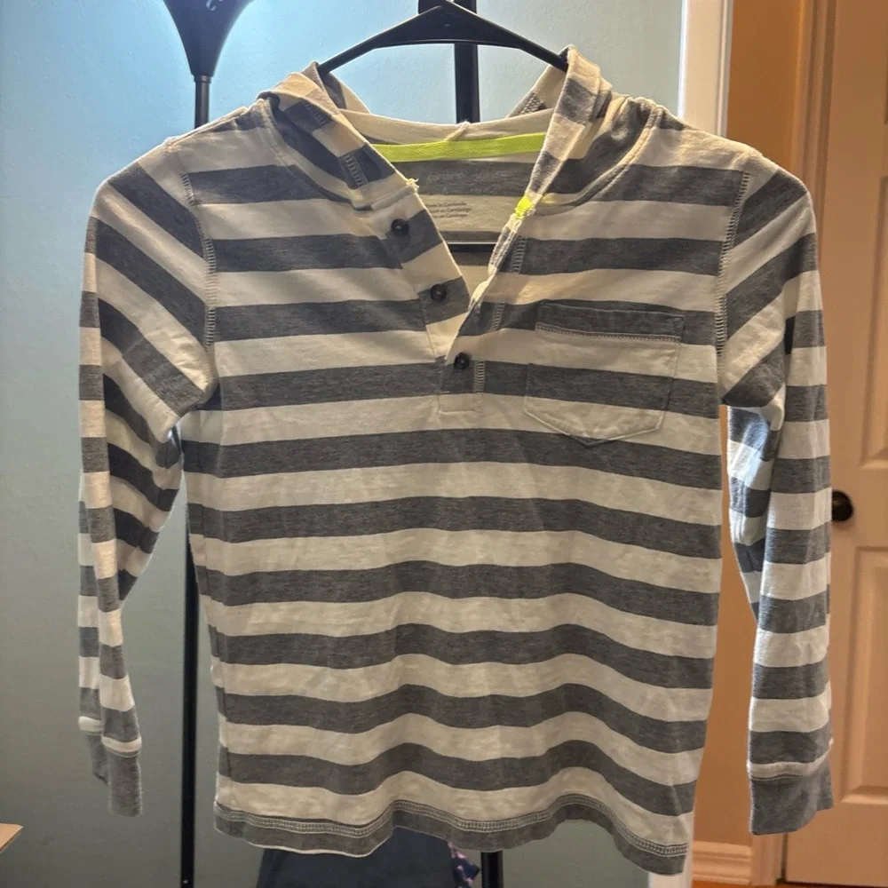 Carter's Gray and White Striped Hoodie